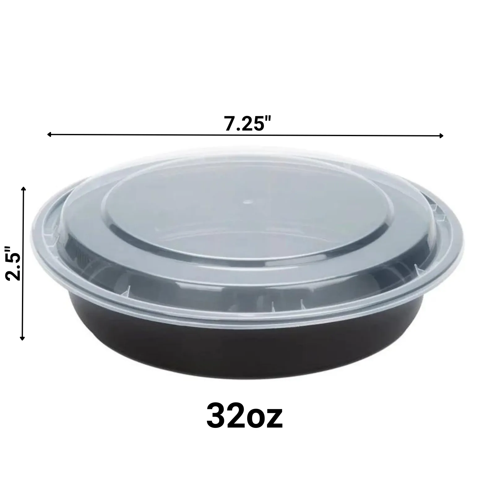 *BULK*  32oz Black Meal Prep/ Bento Box Disposable Container with Clear Lid