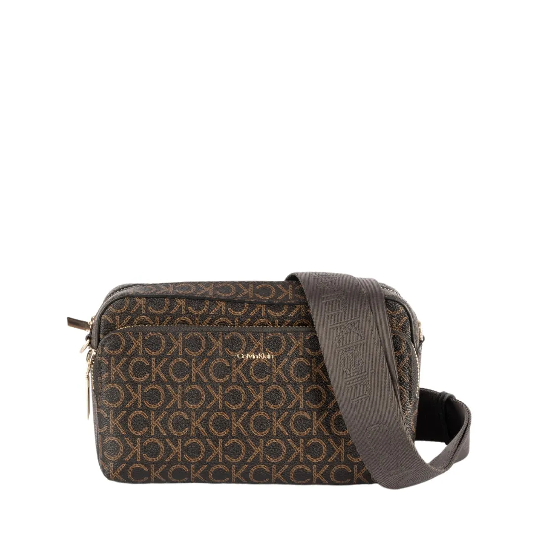 Calvin Klein Brown Logo Camera Crossbody Bag