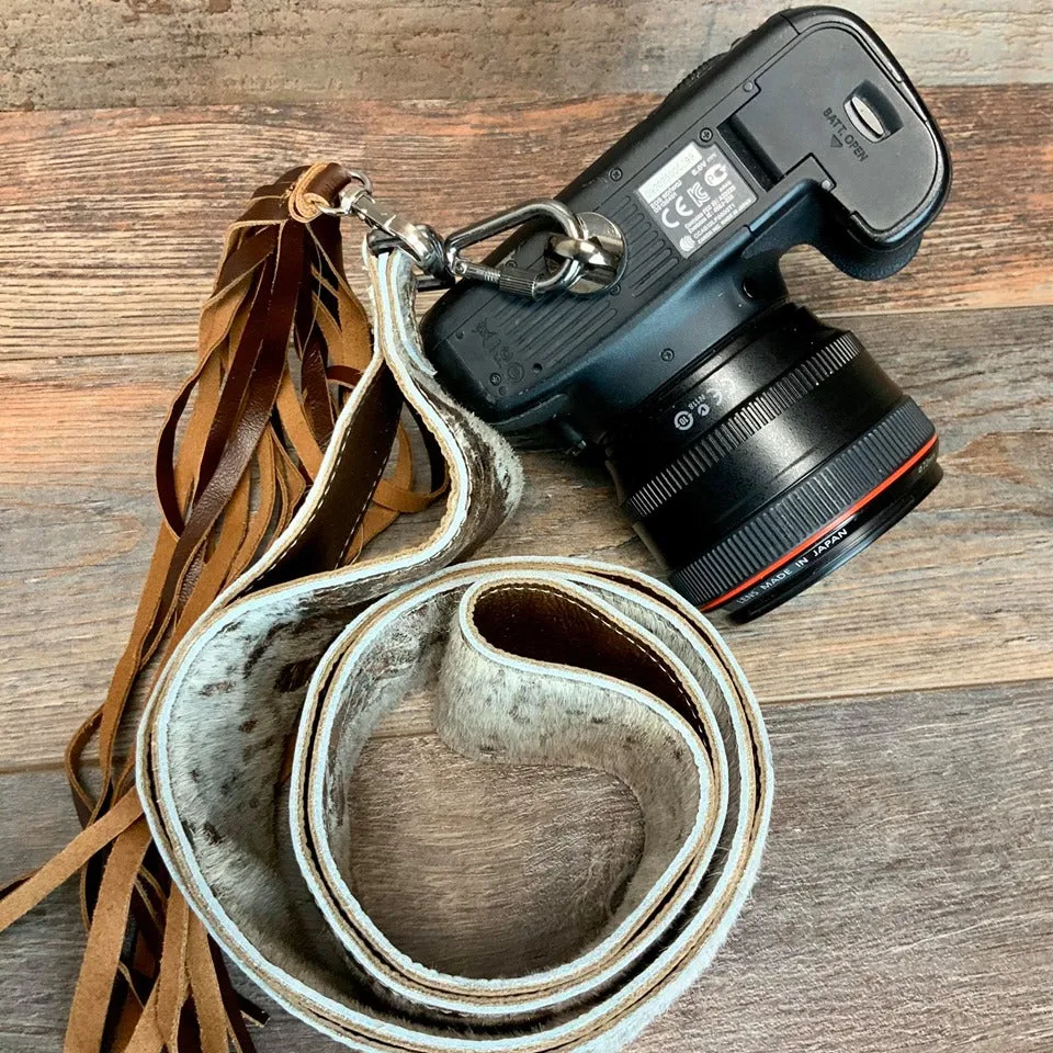 Camera Strap Sling Acid Wash Leopard Cowhide - 2.5" W