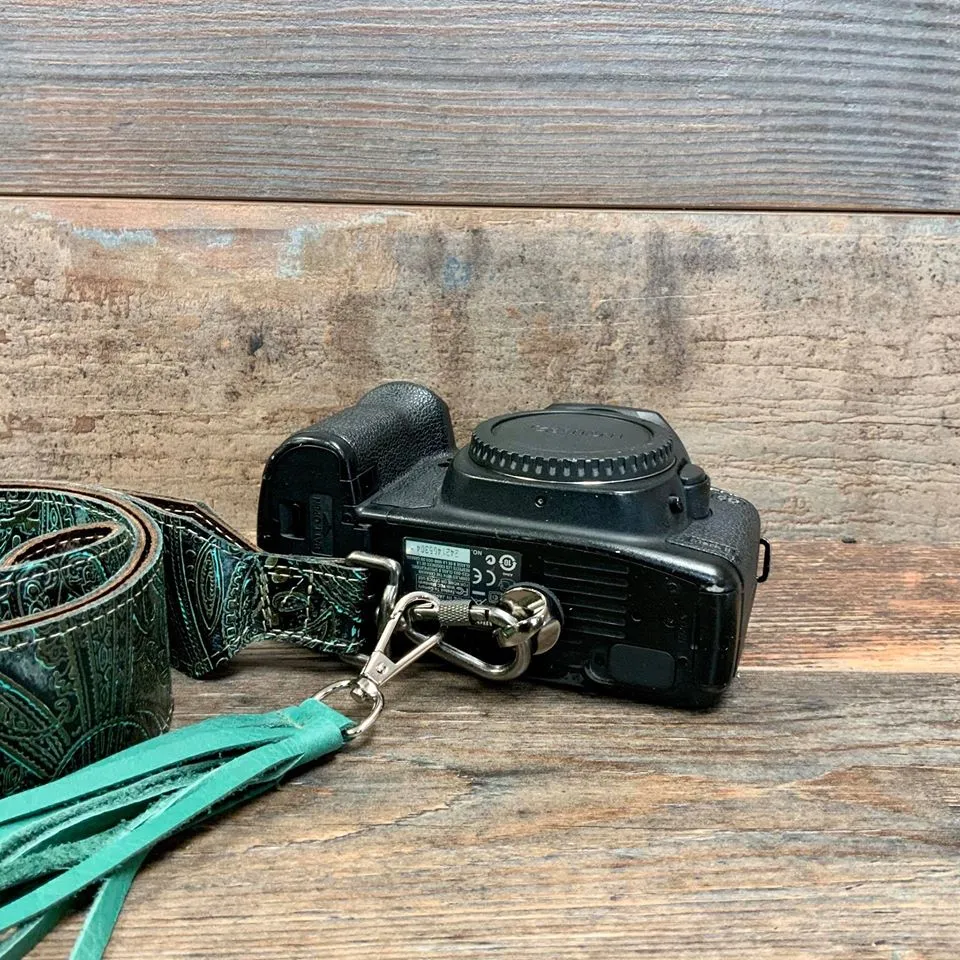 Camera Strap Sling Turquoise & Brown Paisley