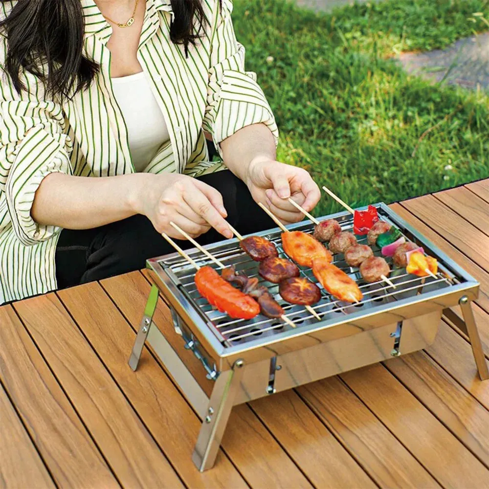 Camping Grill Stove Portable Outdoor Folding Stainless Steel BBQ Grill