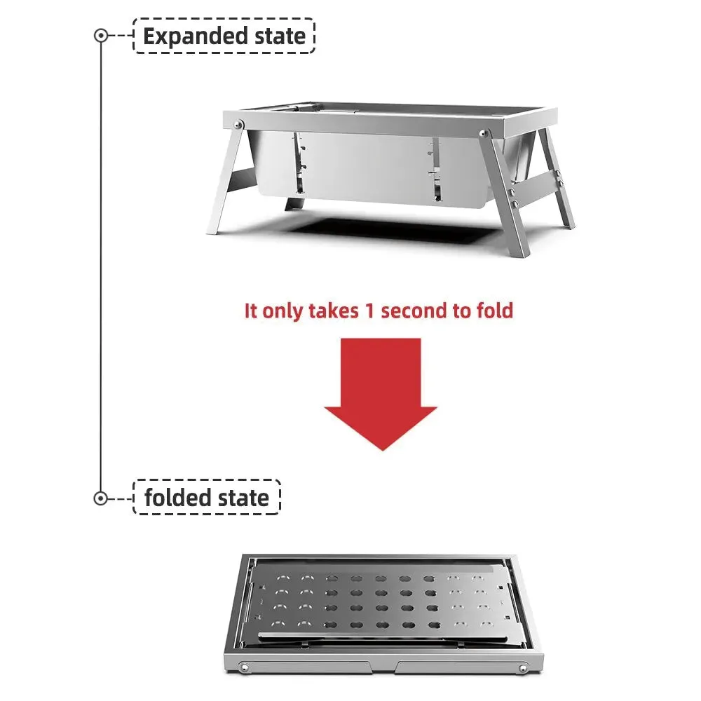 Camping Grill Stove Portable Outdoor Folding Stainless Steel BBQ Grill