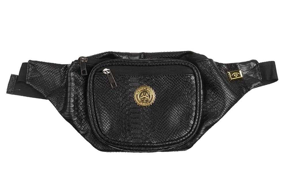 CAPITAL GAINS SNAKE LEATHER FANNY PACK BLACK - CG010