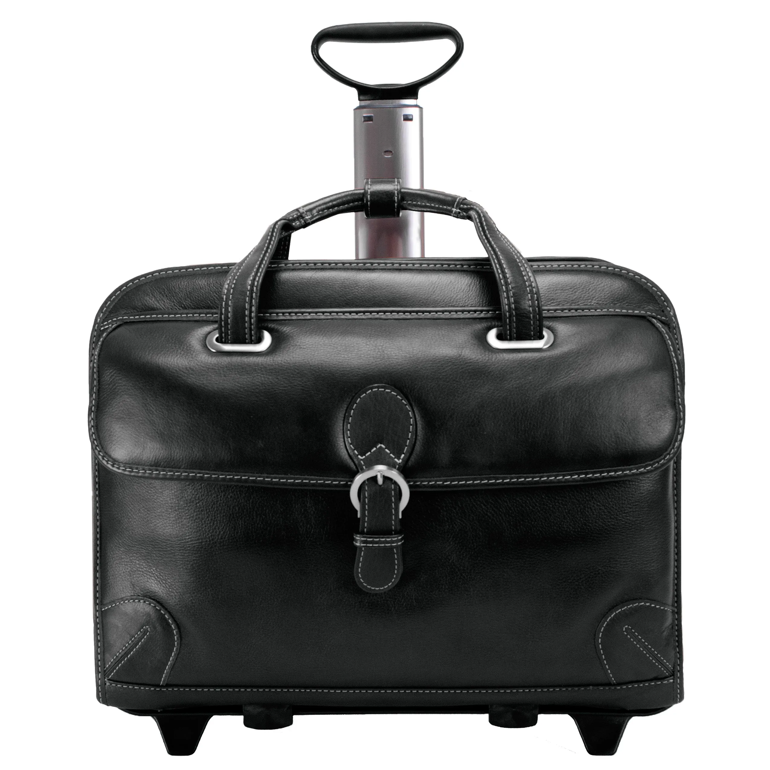 CARUGETTO | 15" Leather Detachable-Wheeled Laptop Briefcase