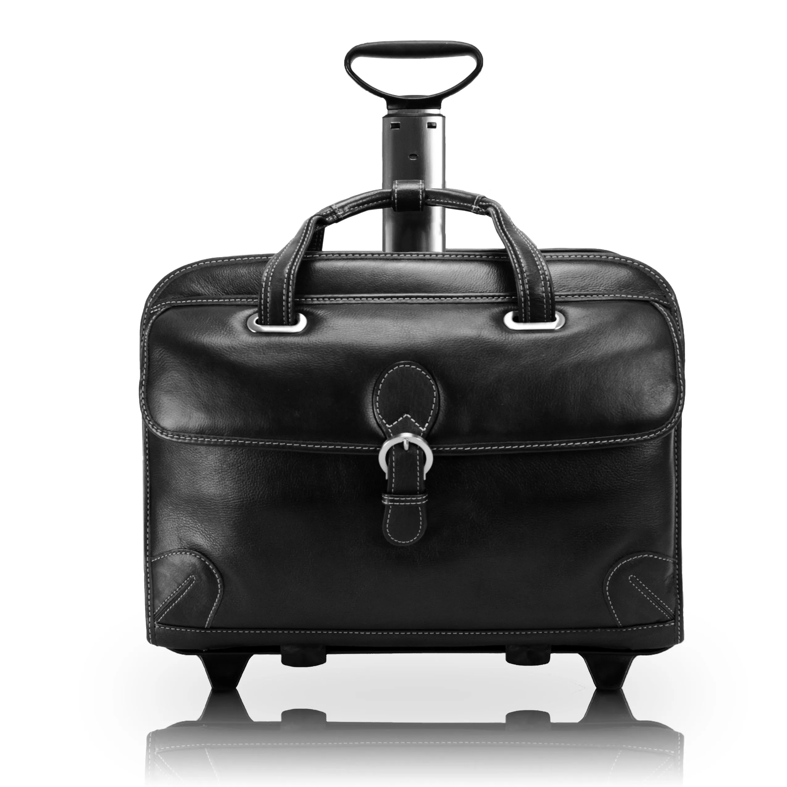 CARUGETTO | 15" Leather Detachable-Wheeled Laptop Briefcase