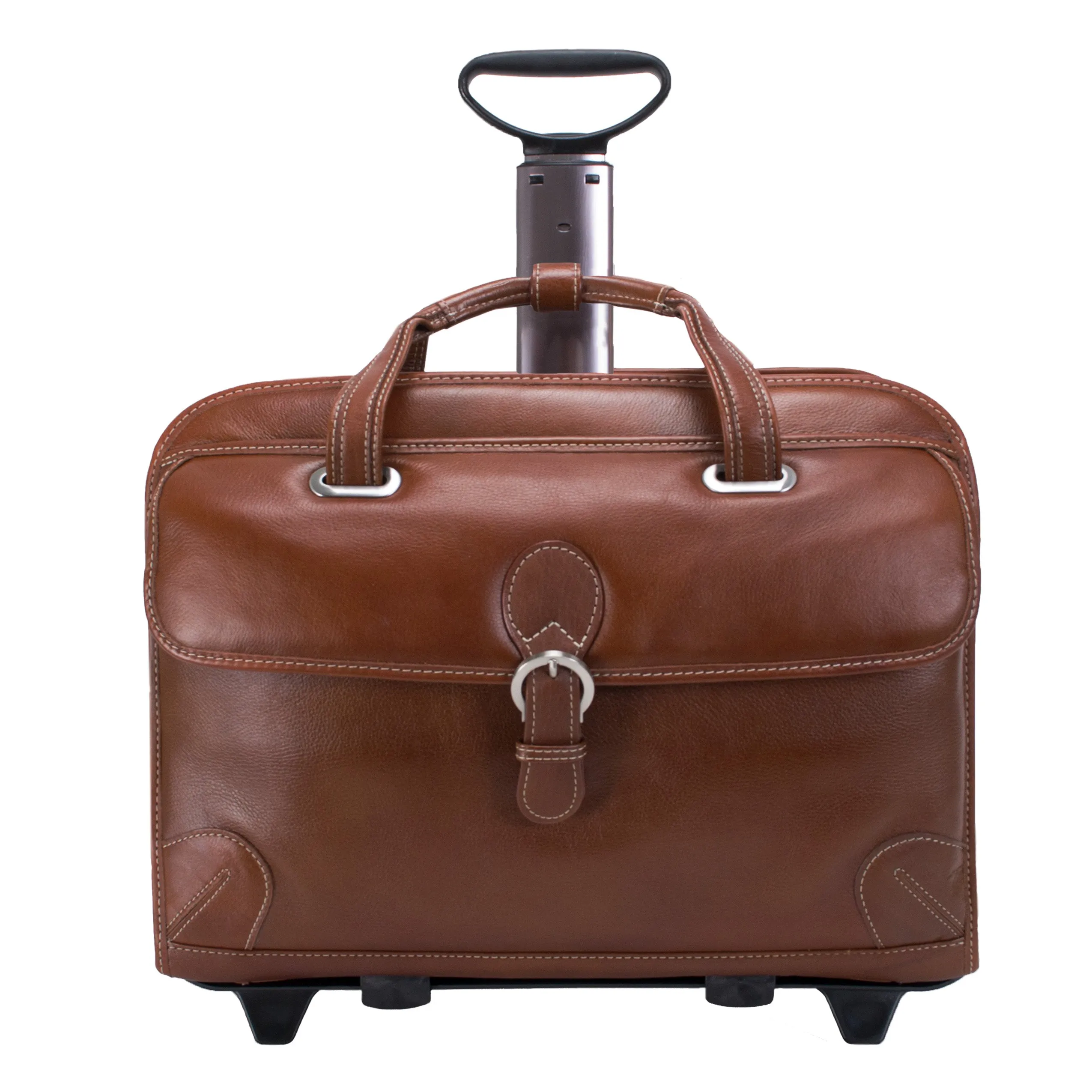 CARUGETTO | 15" Leather Detachable-Wheeled Laptop Briefcase