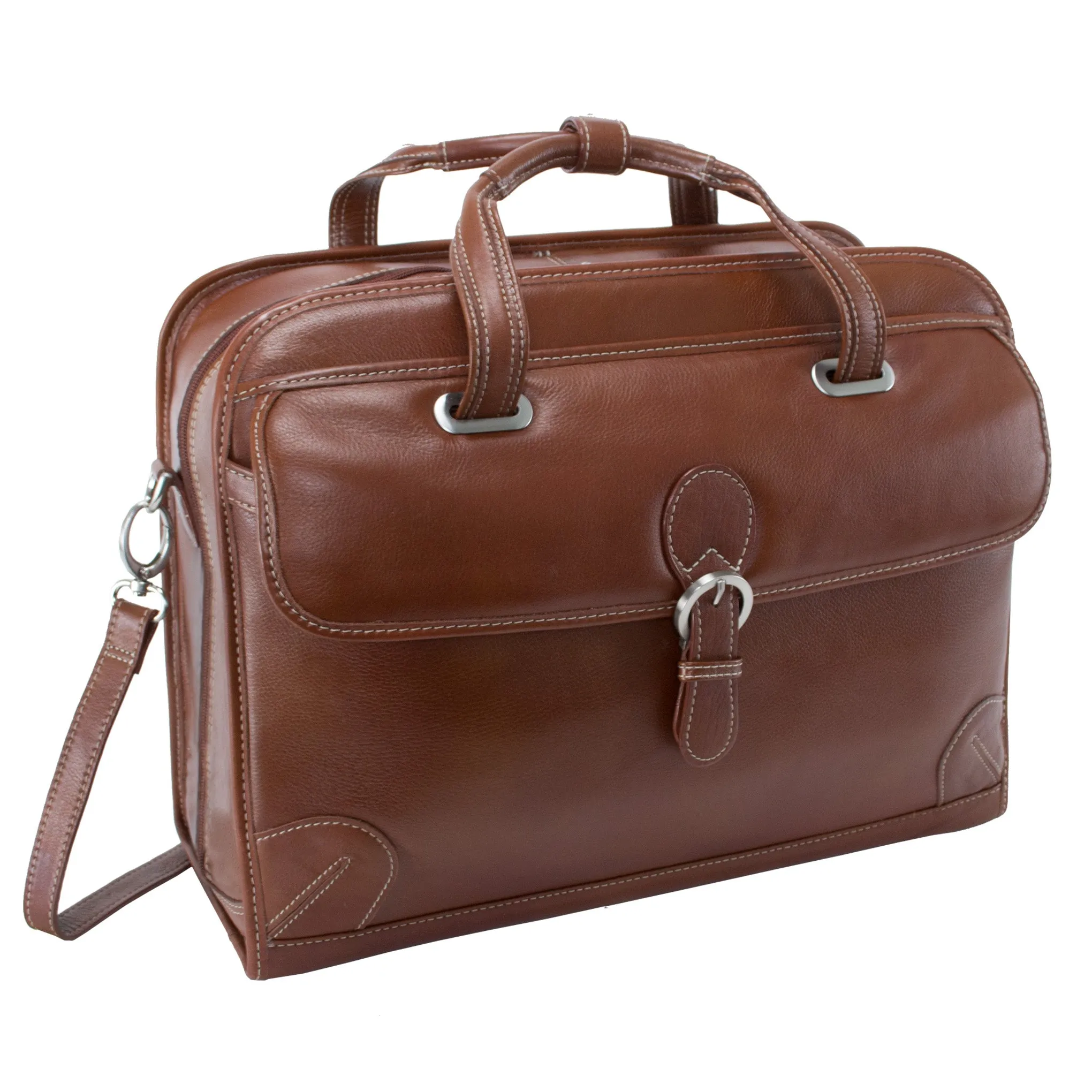 CARUGETTO | 15" Leather Detachable-Wheeled Laptop Briefcase