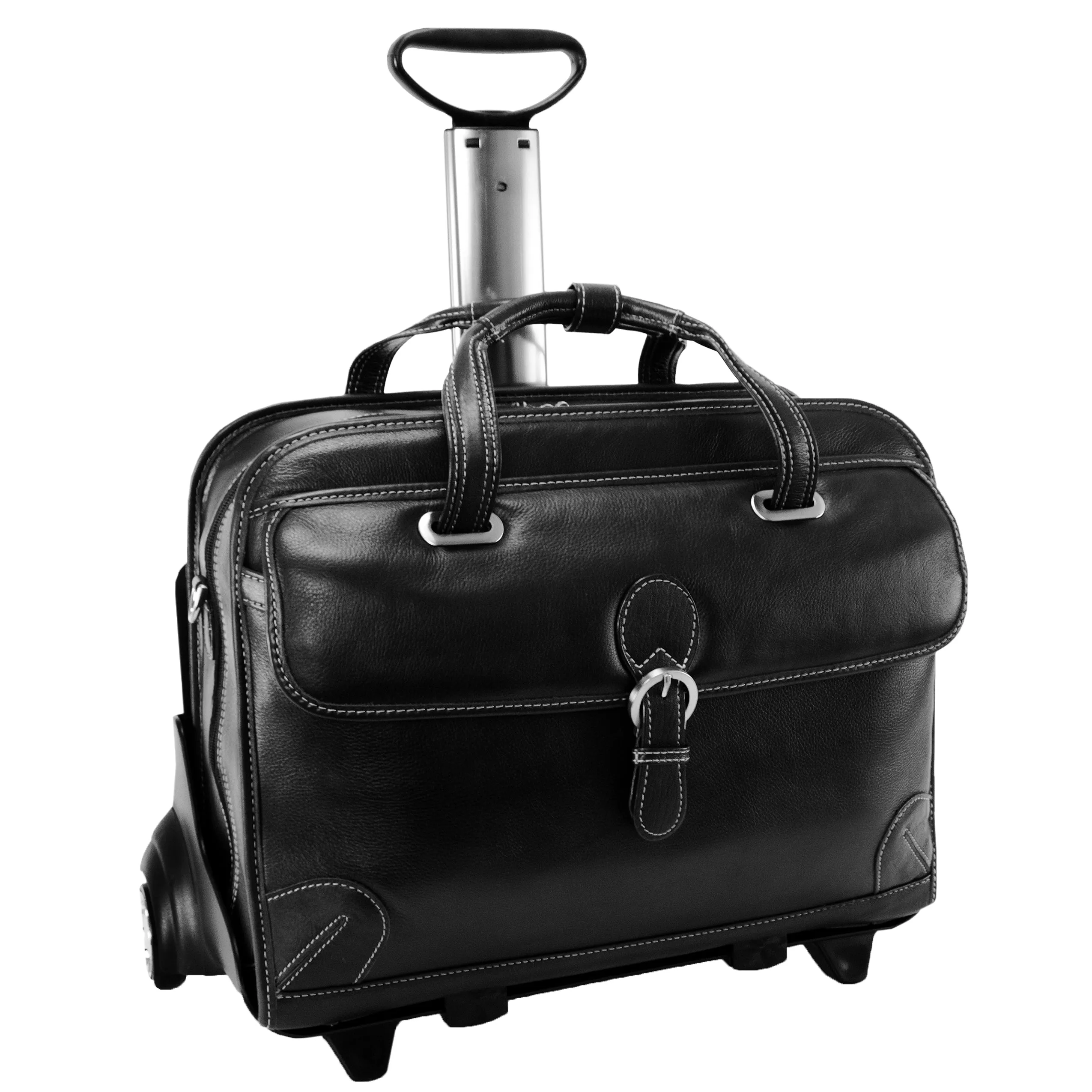 CARUGETTO | 15" Leather Detachable-Wheeled Laptop Briefcase