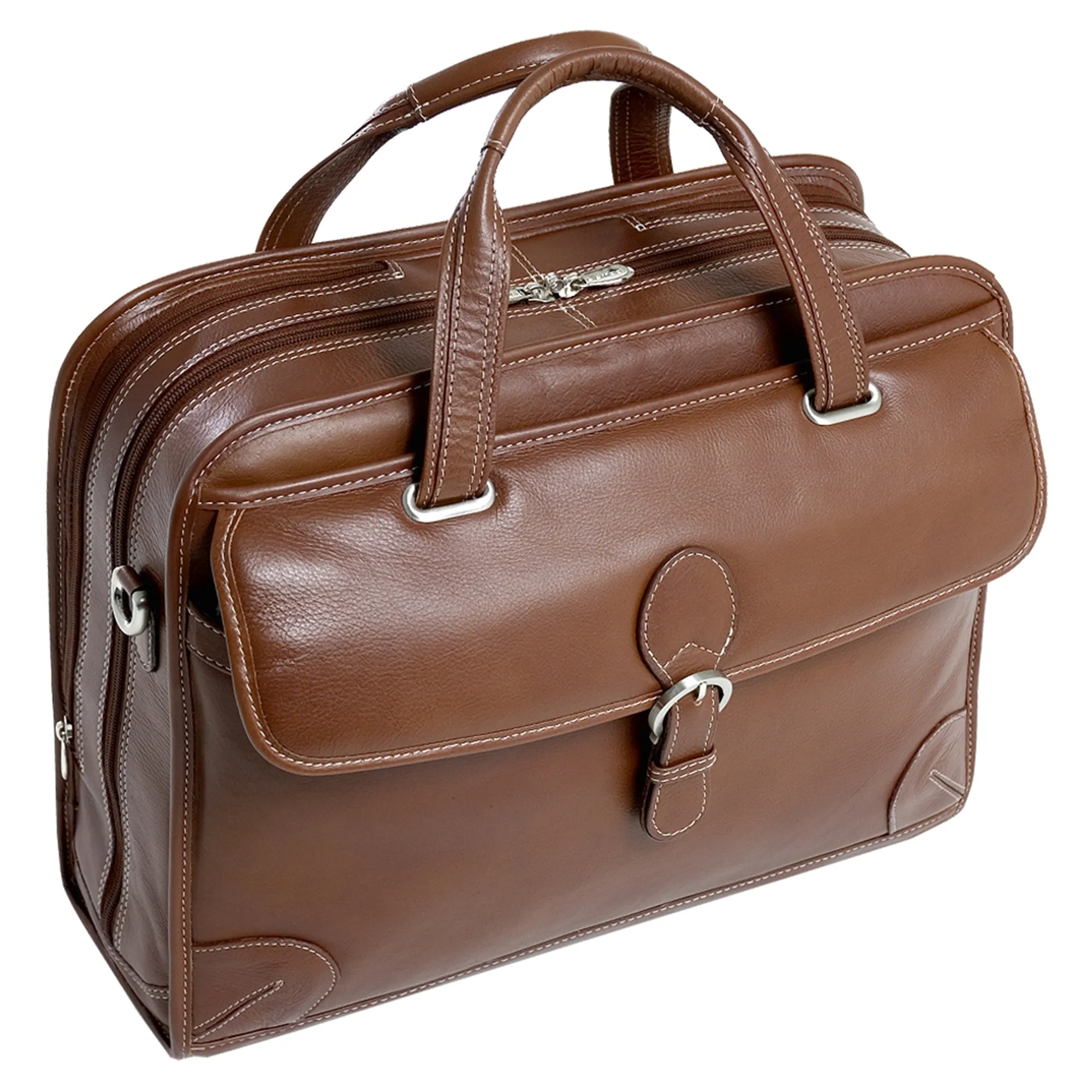 CARUGETTO | 15" Leather Detachable-Wheeled Laptop Briefcase