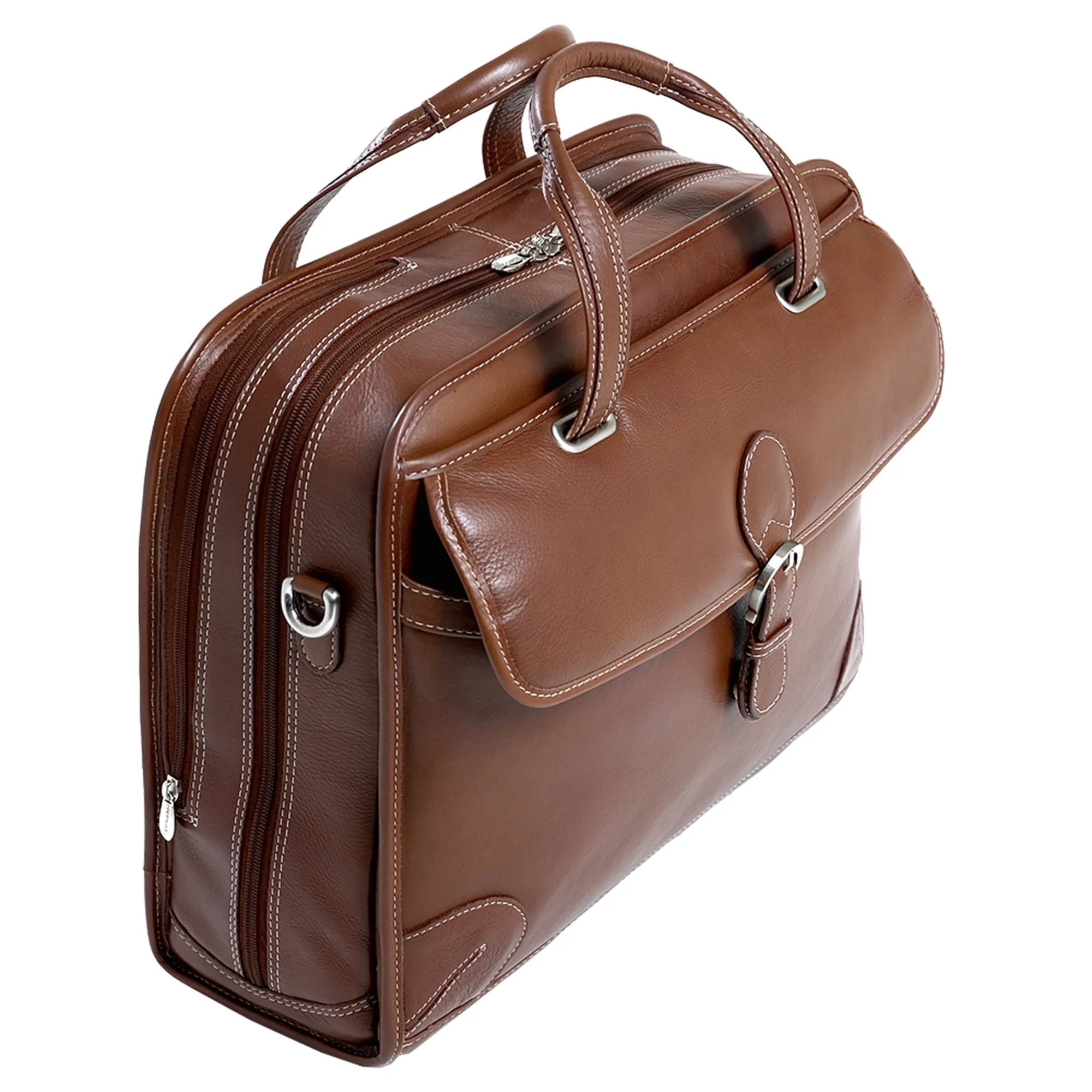 CARUGETTO | 15" Leather Detachable-Wheeled Laptop Briefcase