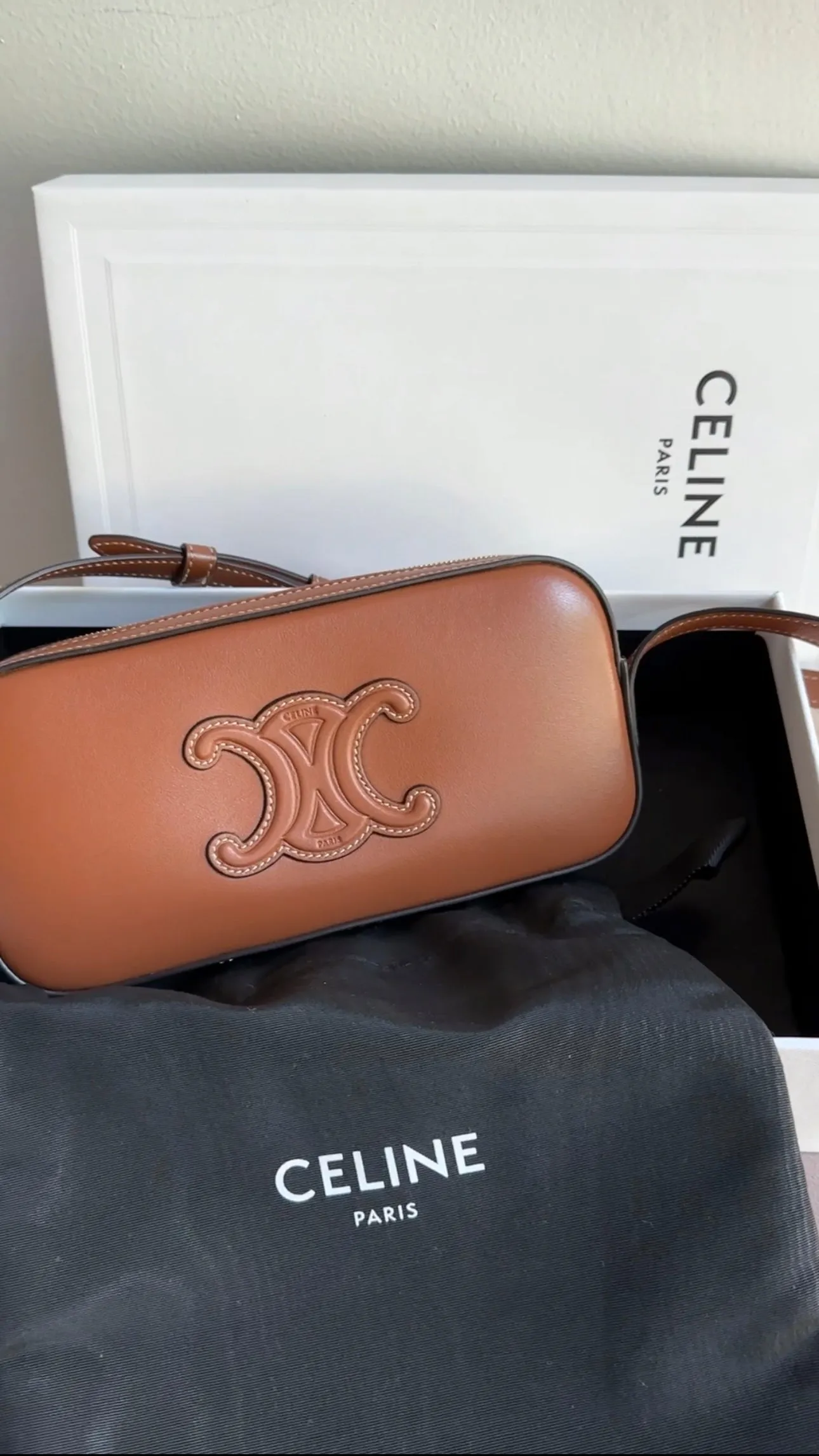 Celine Brown Mini Camera Triomphe Shoulder Bag