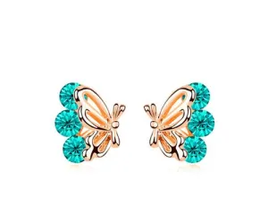 Charming Blue Butterfly Stud Earrings