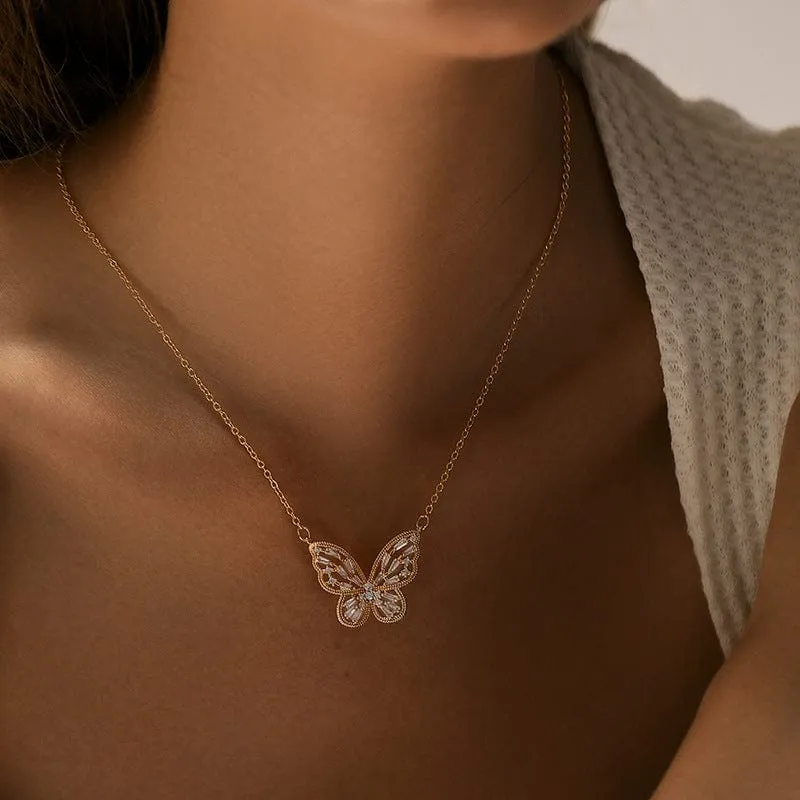 Charming Hollowed-out Butterfly Necklace