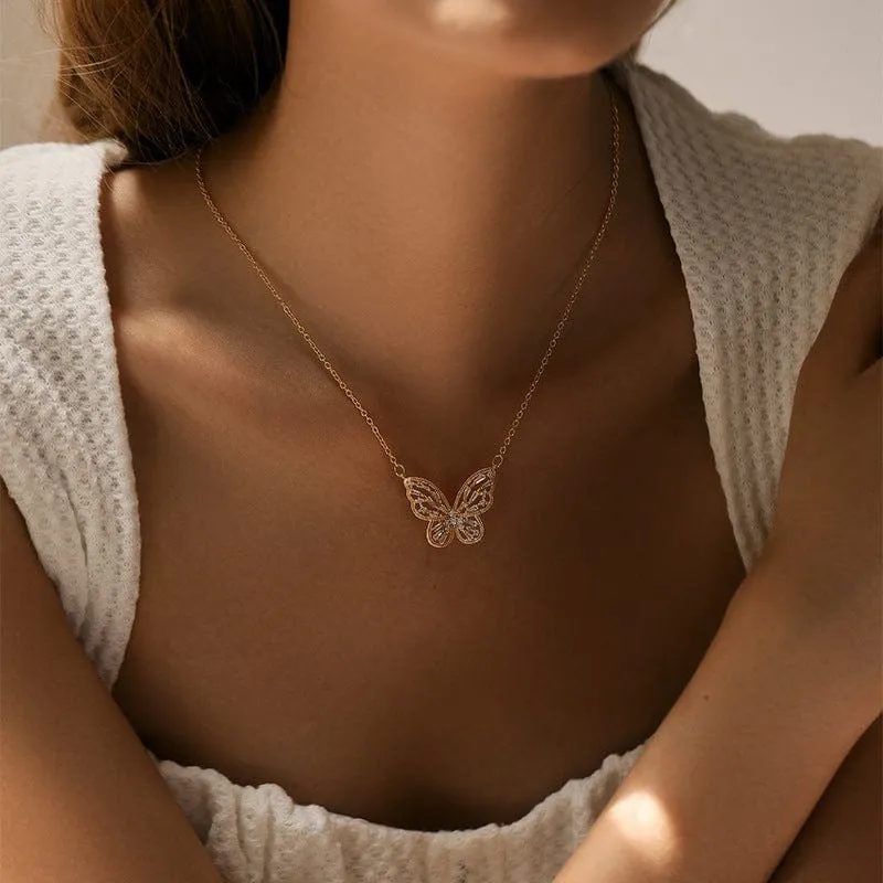 Charming Hollowed-out Butterfly Necklace