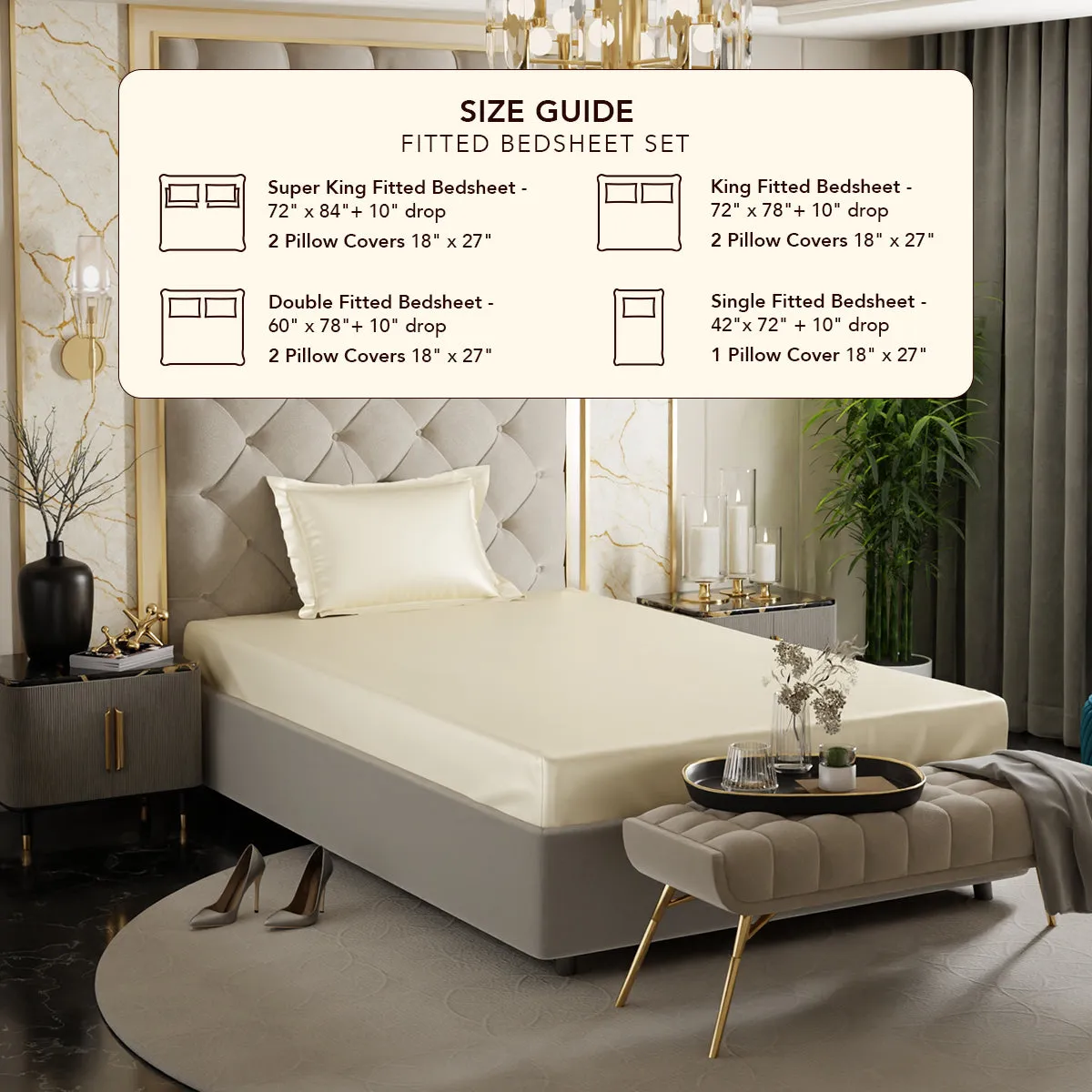 Charming Ivory Fitted Bedsheet Set