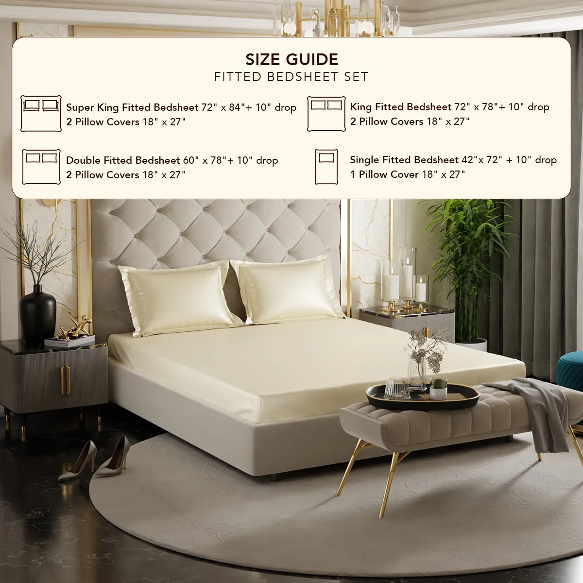 Charming Ivory Fitted Bedsheet Set