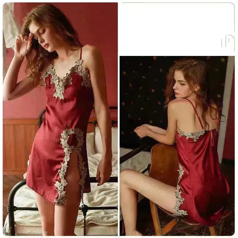 Charming lingerie lace pajamas