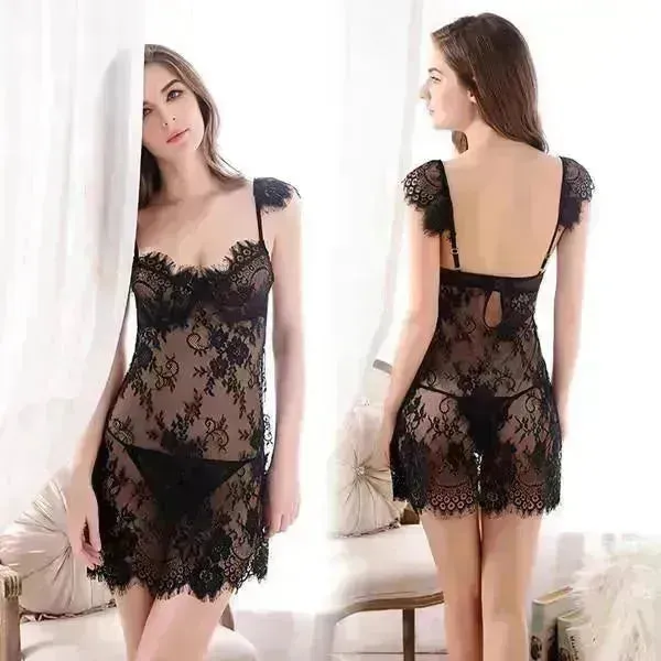 Charming lingerie transparent lace nightdress