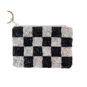 Checkered Black/Silver Keychain Pouch V6