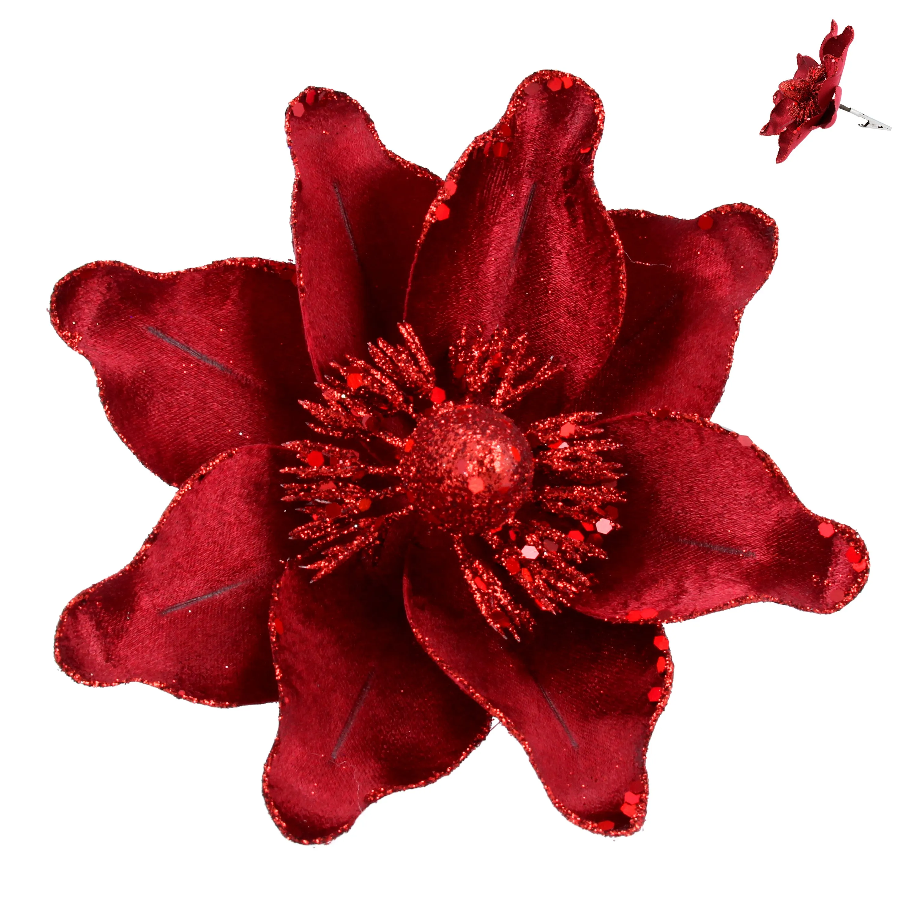 Cherry red magnolia clip