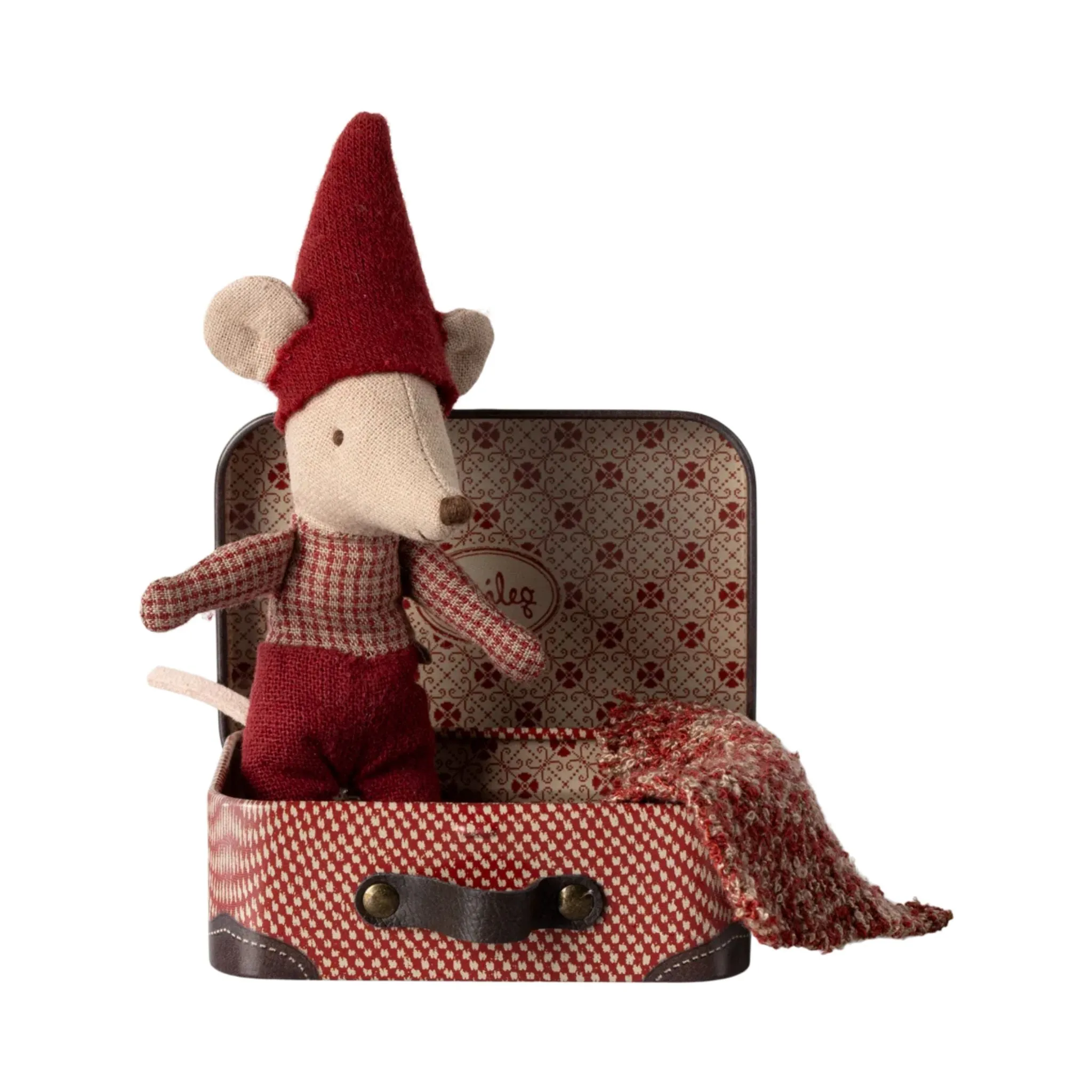 Christmas Mouse, Baby in Suitcase