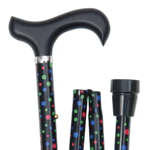 Classic Canes Slimline Folding Sassy Cane Black And Multicoloured Polka Dot