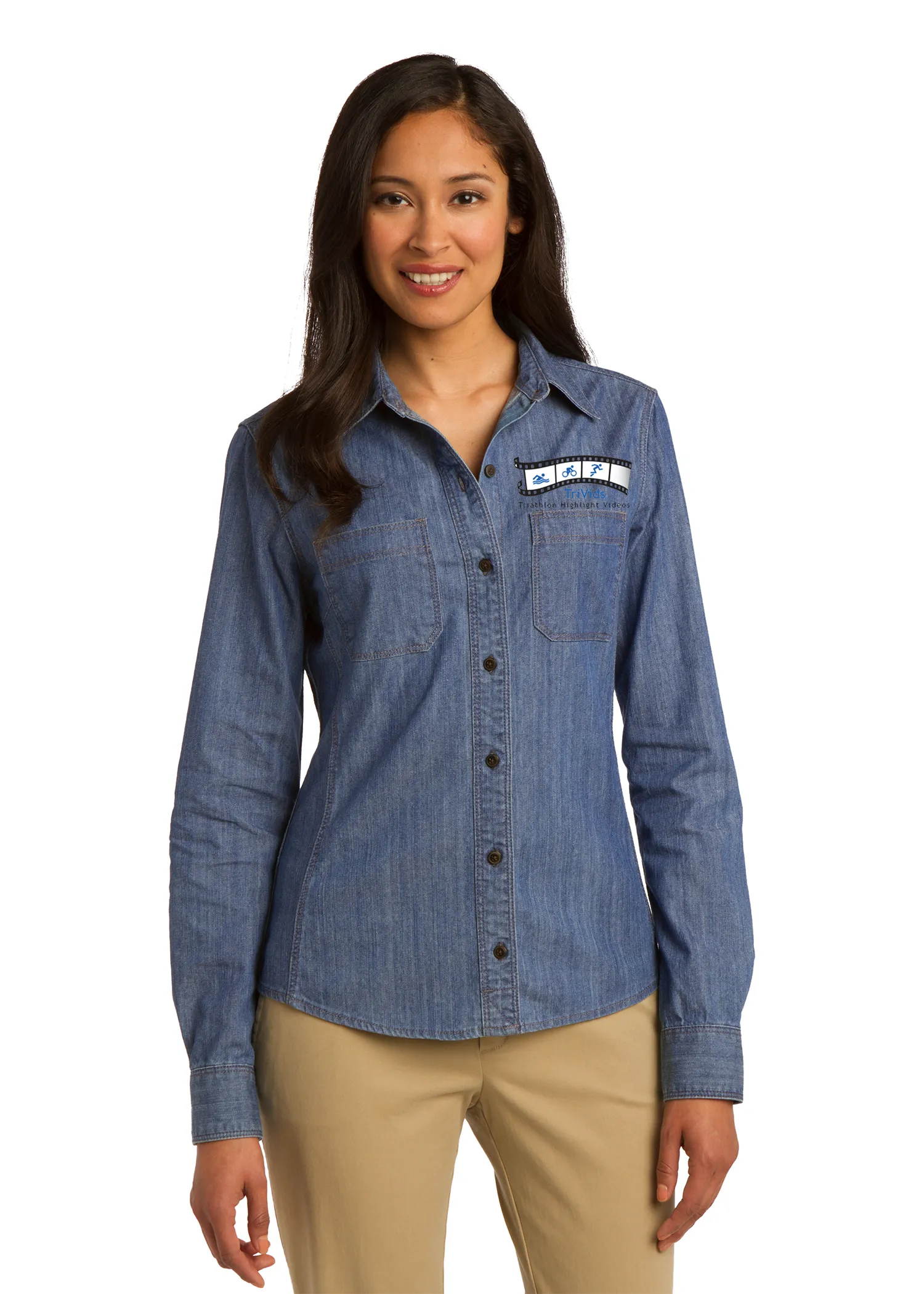 Cloud 9 - Port Authority® Ladies Patch Pockets Denim Embroidered Shirt (L652)