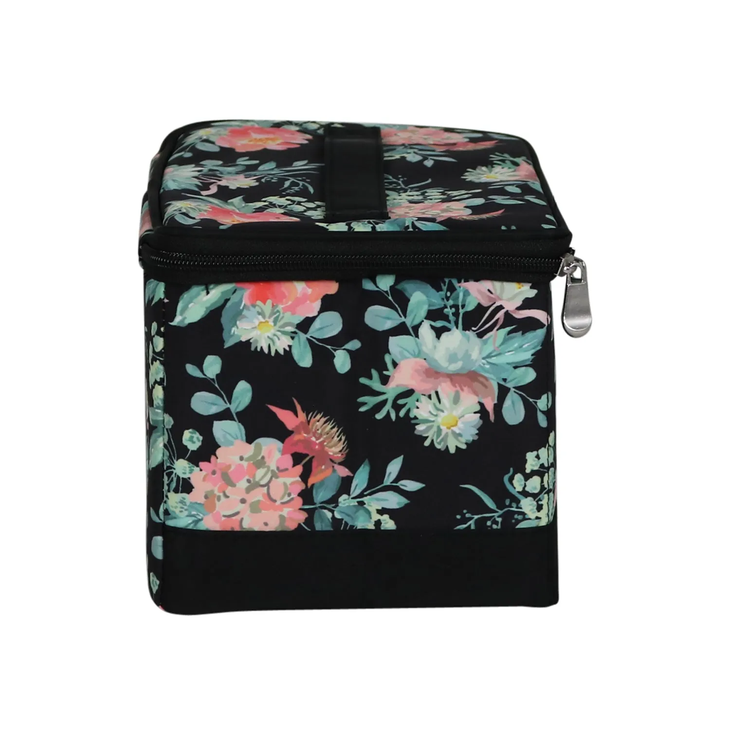 Collapsible Sewing Kit Organizer Box, Black & Floral