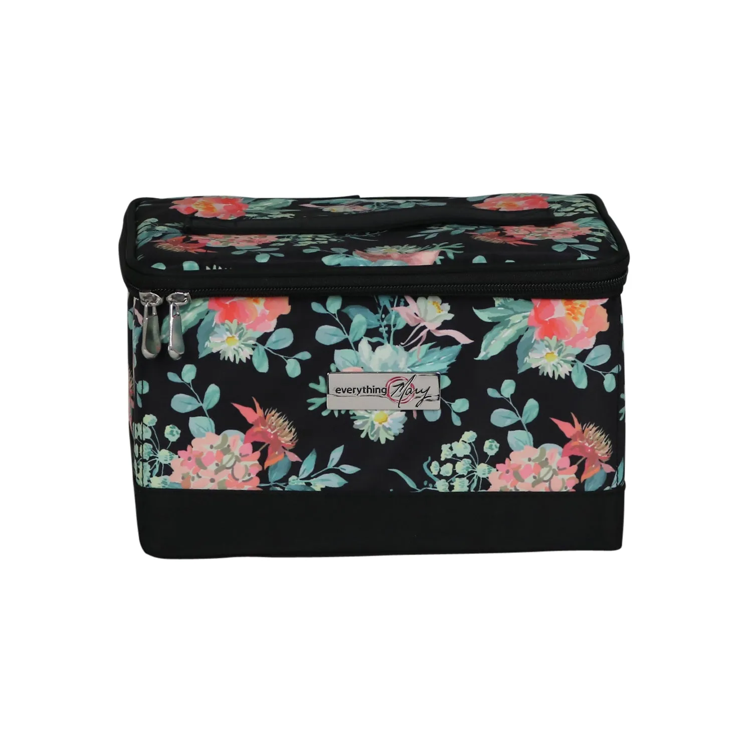 Collapsible Sewing Kit Organizer Box, Black & Floral