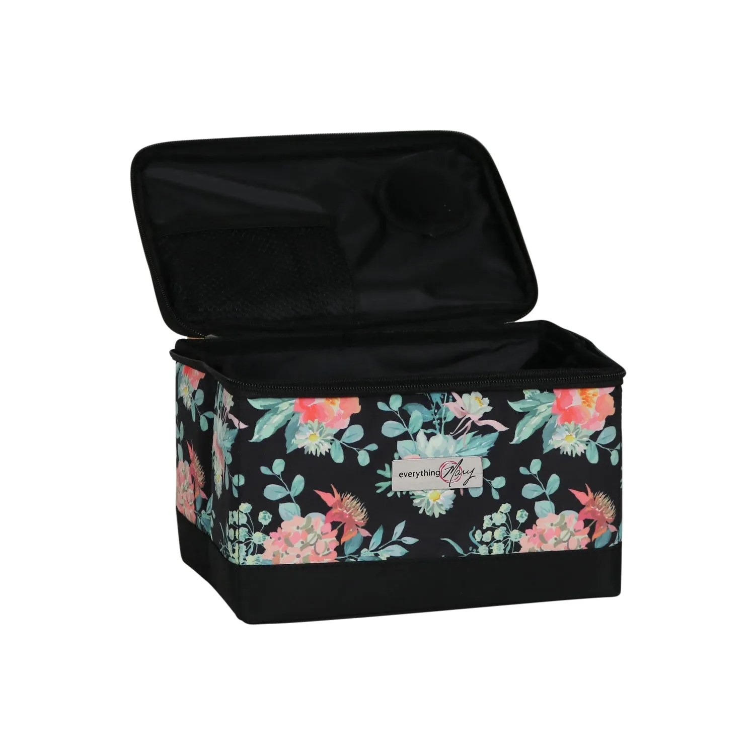 Collapsible Sewing Kit Organizer Box, Black & Floral