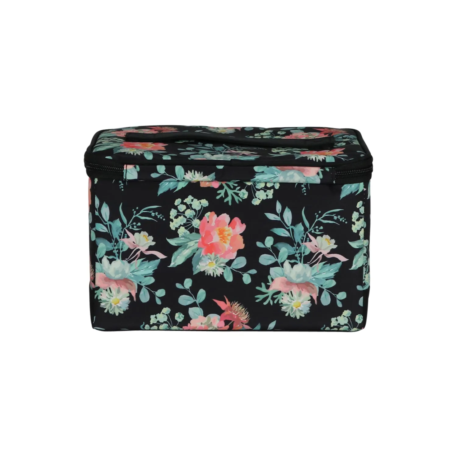 Collapsible Sewing Kit Organizer Box, Black & Floral