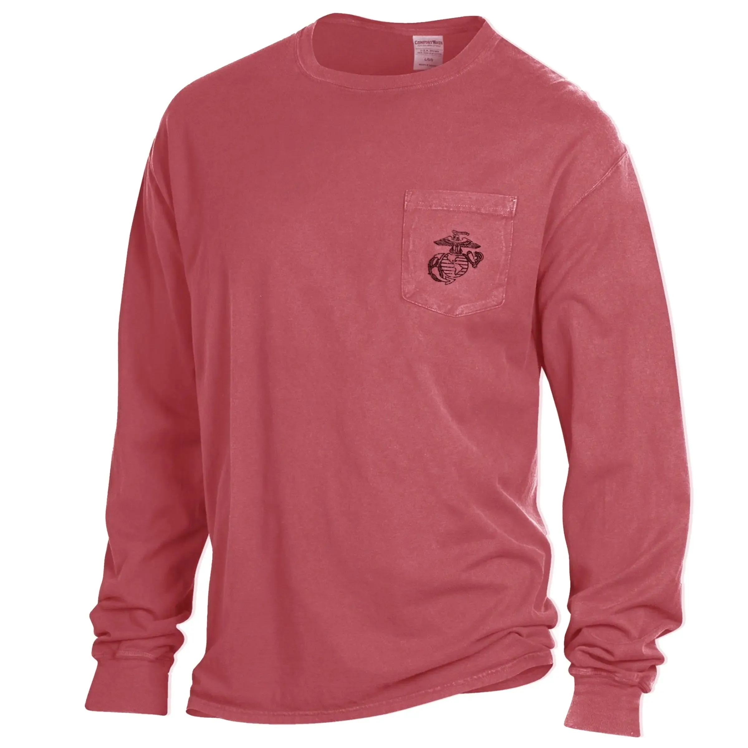 Comfort Colors EGA Crimson Red Long Sleeve Pocket Tee