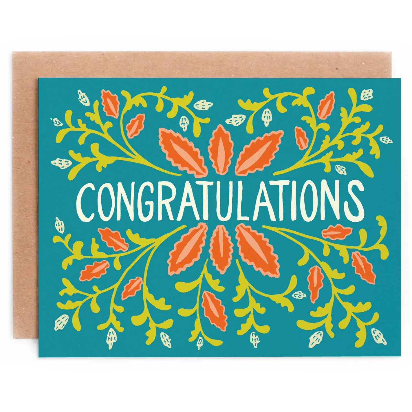 Congratulations Folk Floral Greeting Card