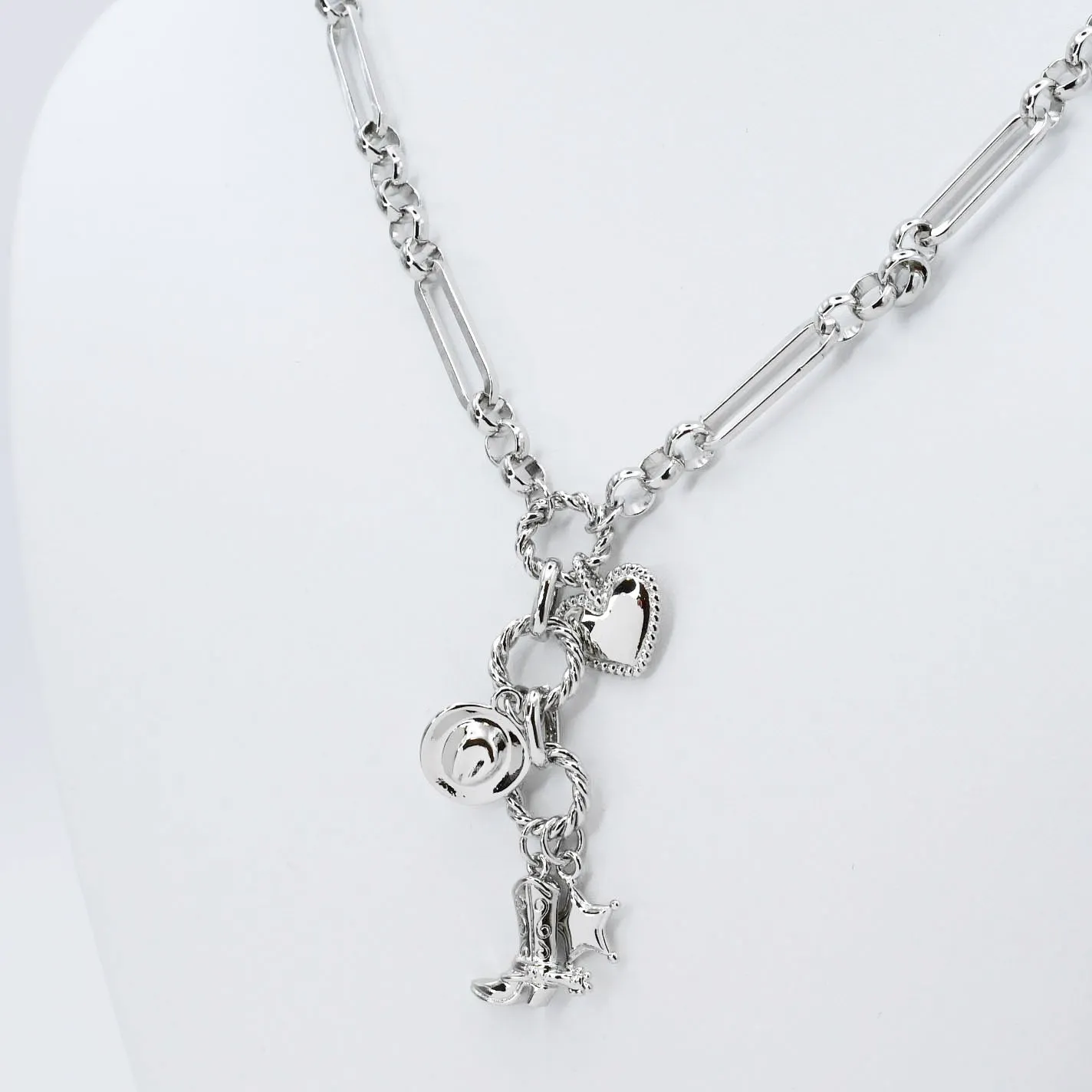 Cowgirl Charm Necklace Silver R7