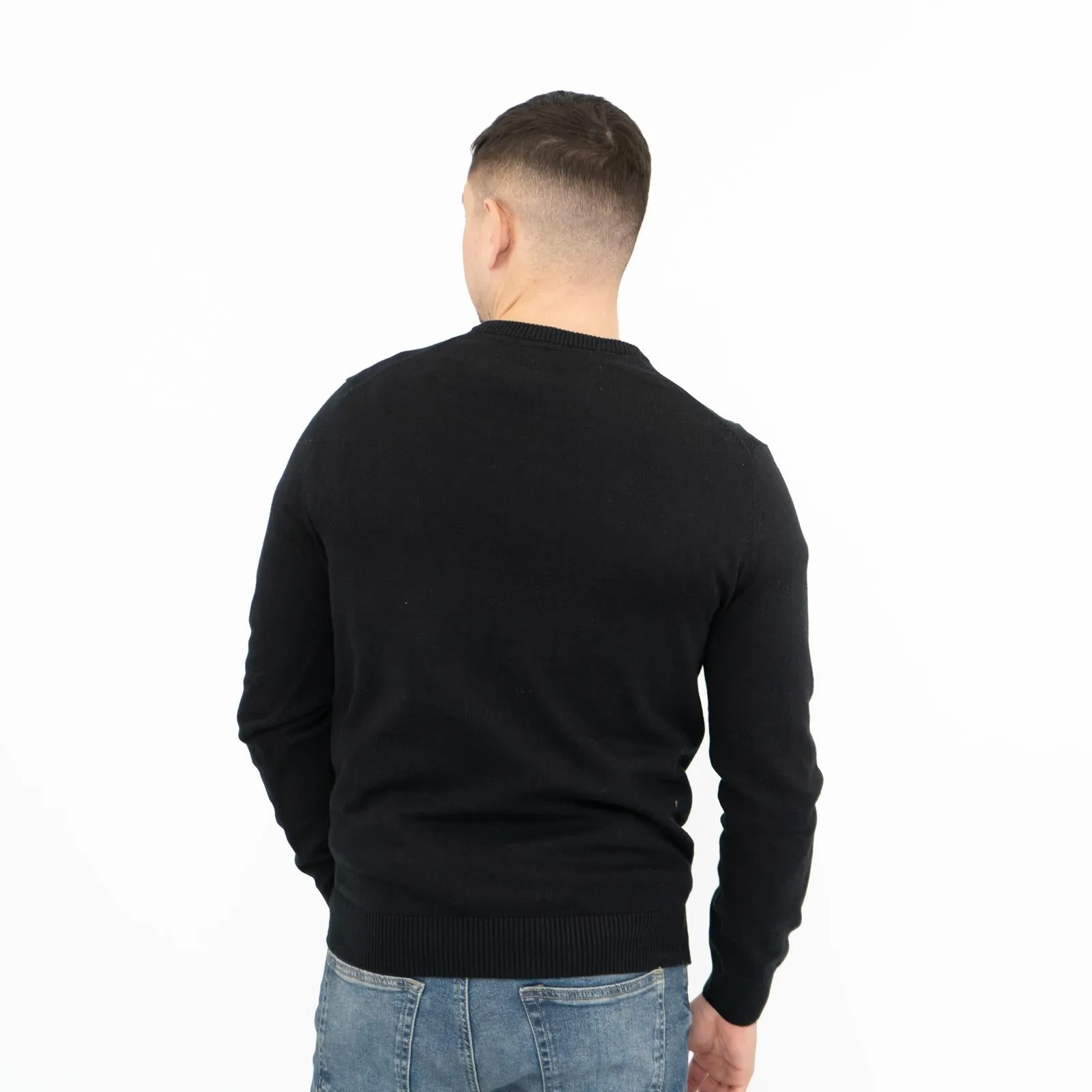 Crew Clothing Mens Knitted Jumper Long Sleeve Black