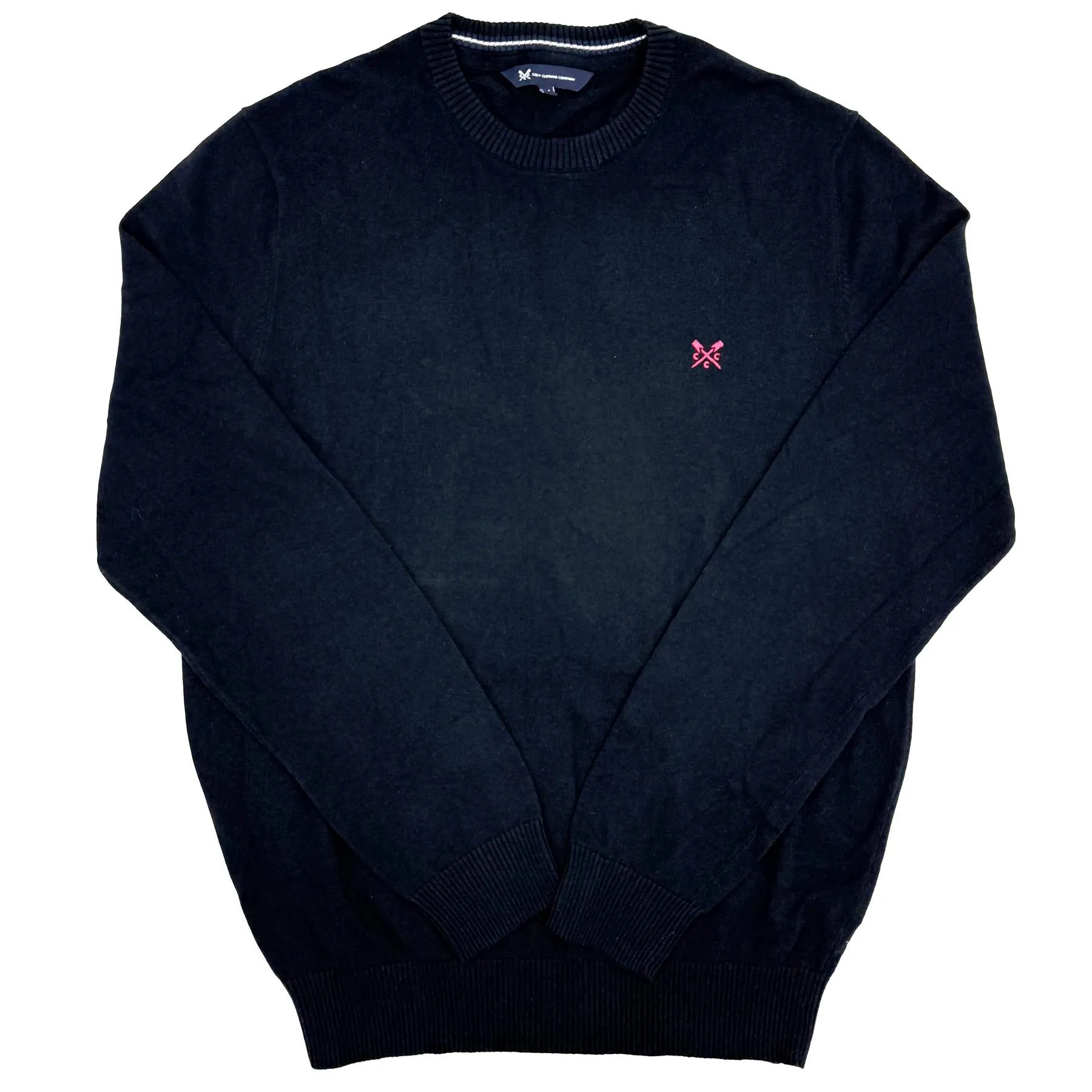 Crew Clothing Mens Knitted Jumper Long Sleeve Black