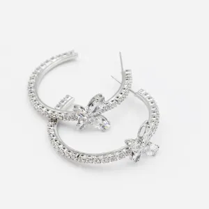 Crystal Butterfly Hoop Silver F29