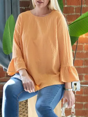 Curvy Leave You Speechless Bell Sleeve Top in Orange