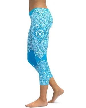 Cyan blue Mandala Capris