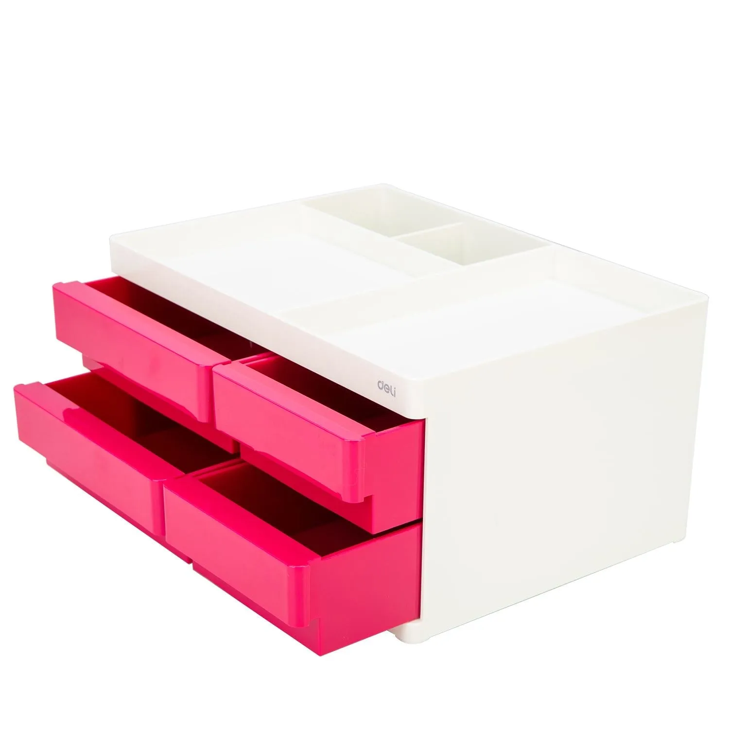 Deli Desk Organizer 4-Drawer 265x189x131mm Red