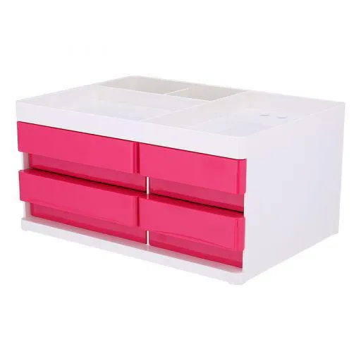 Deli Desk Organizer 4-Drawer 265x189x131mm Red