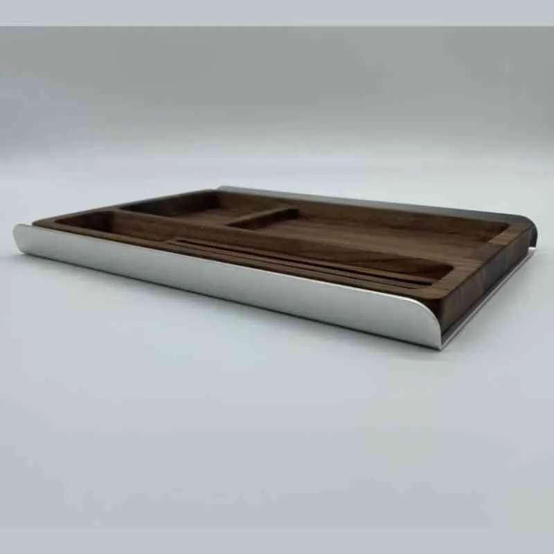 Desk Storage Tray Organizer Solid Wood Aluminum Alloy