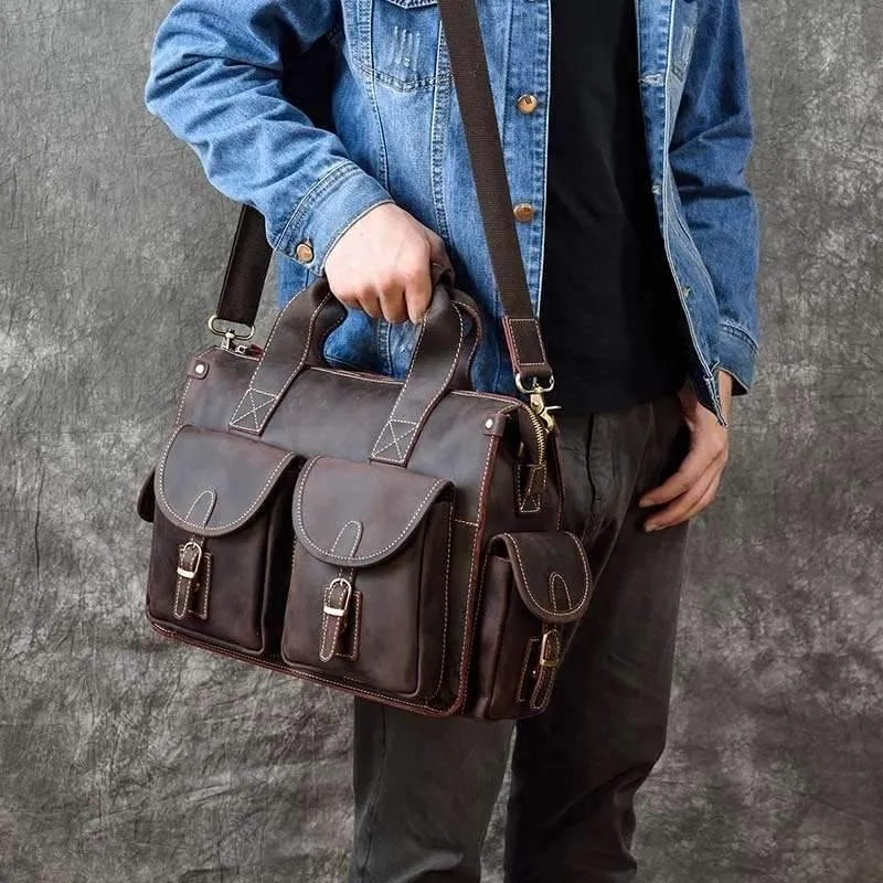 Detroit Full Grain Leather Briefcase Bag