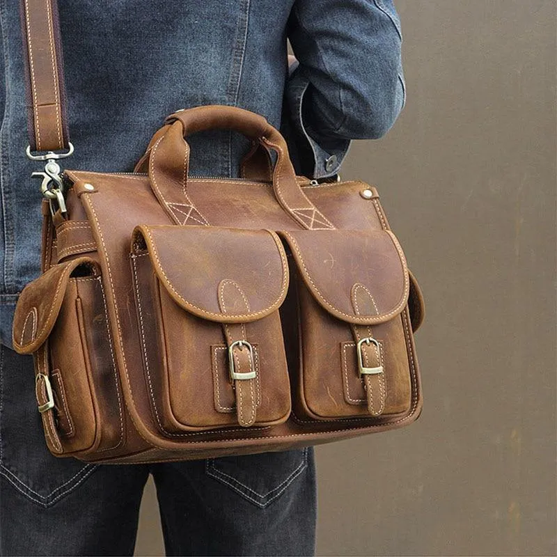 Detroit Full Grain Leather Briefcase Bag