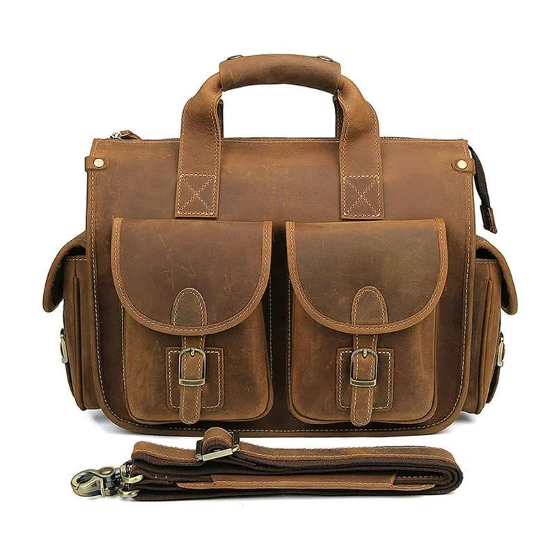 Detroit Full Grain Leather Briefcase Bag