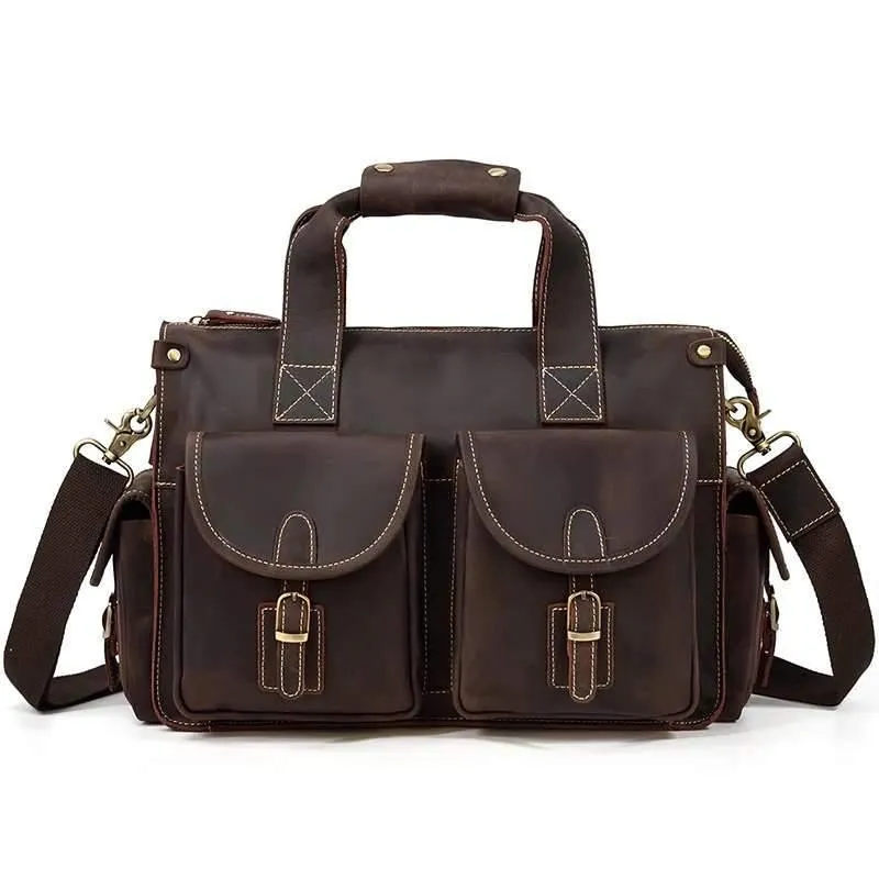 Detroit Full Grain Leather Briefcase Bag