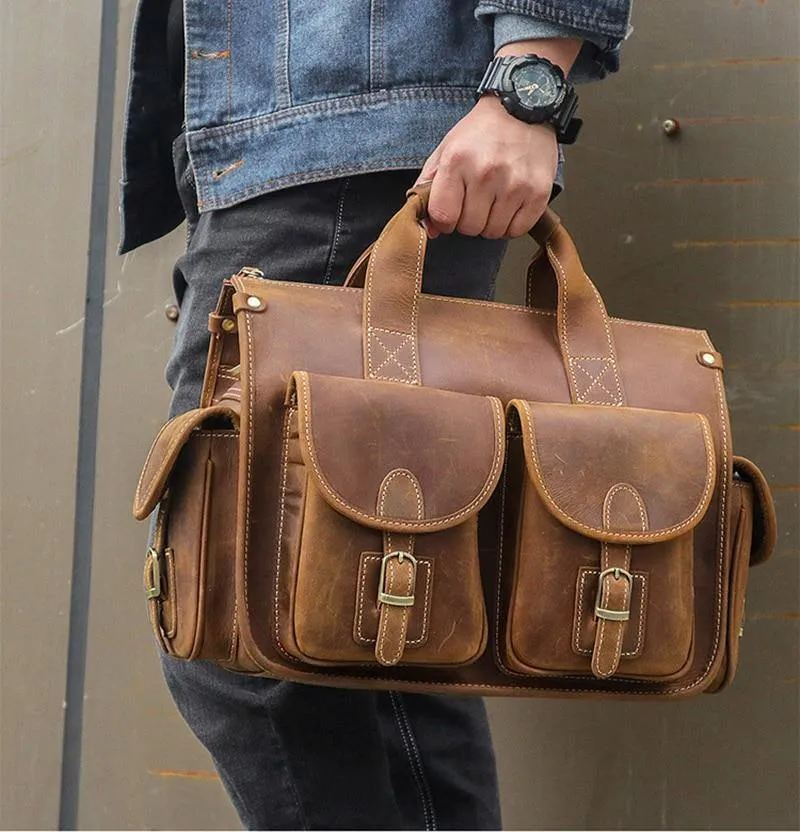 Detroit Full Grain Leather Briefcase Bag