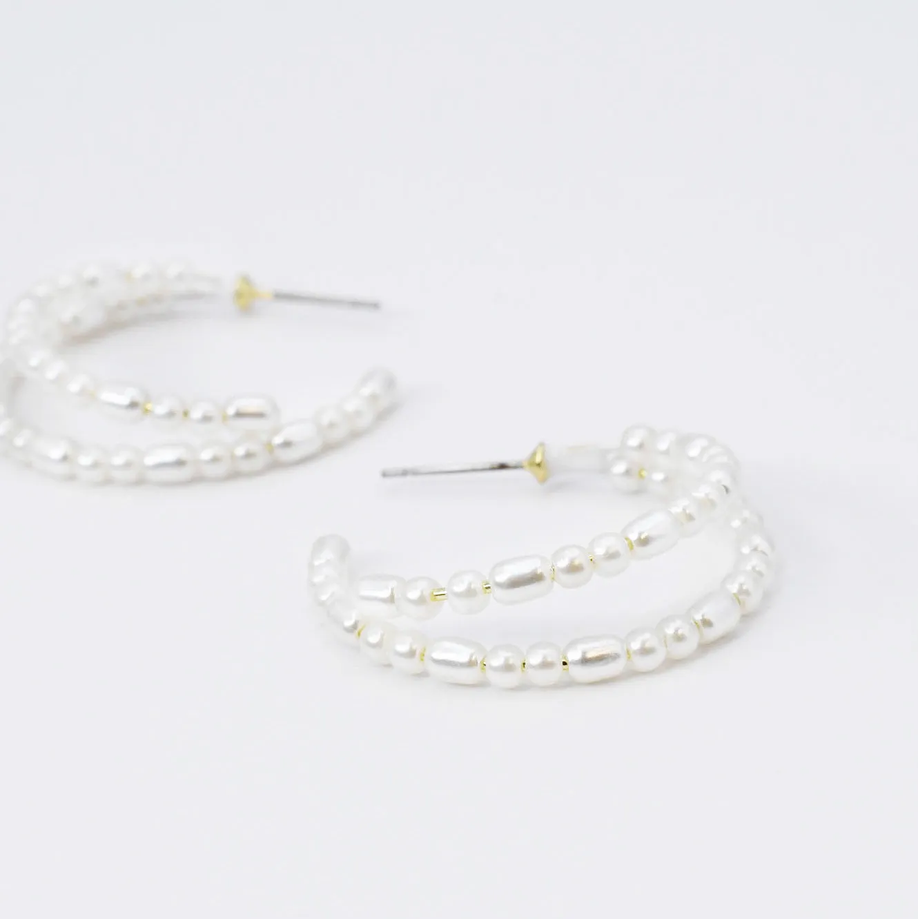 Double Halo Pearls Hoop J15