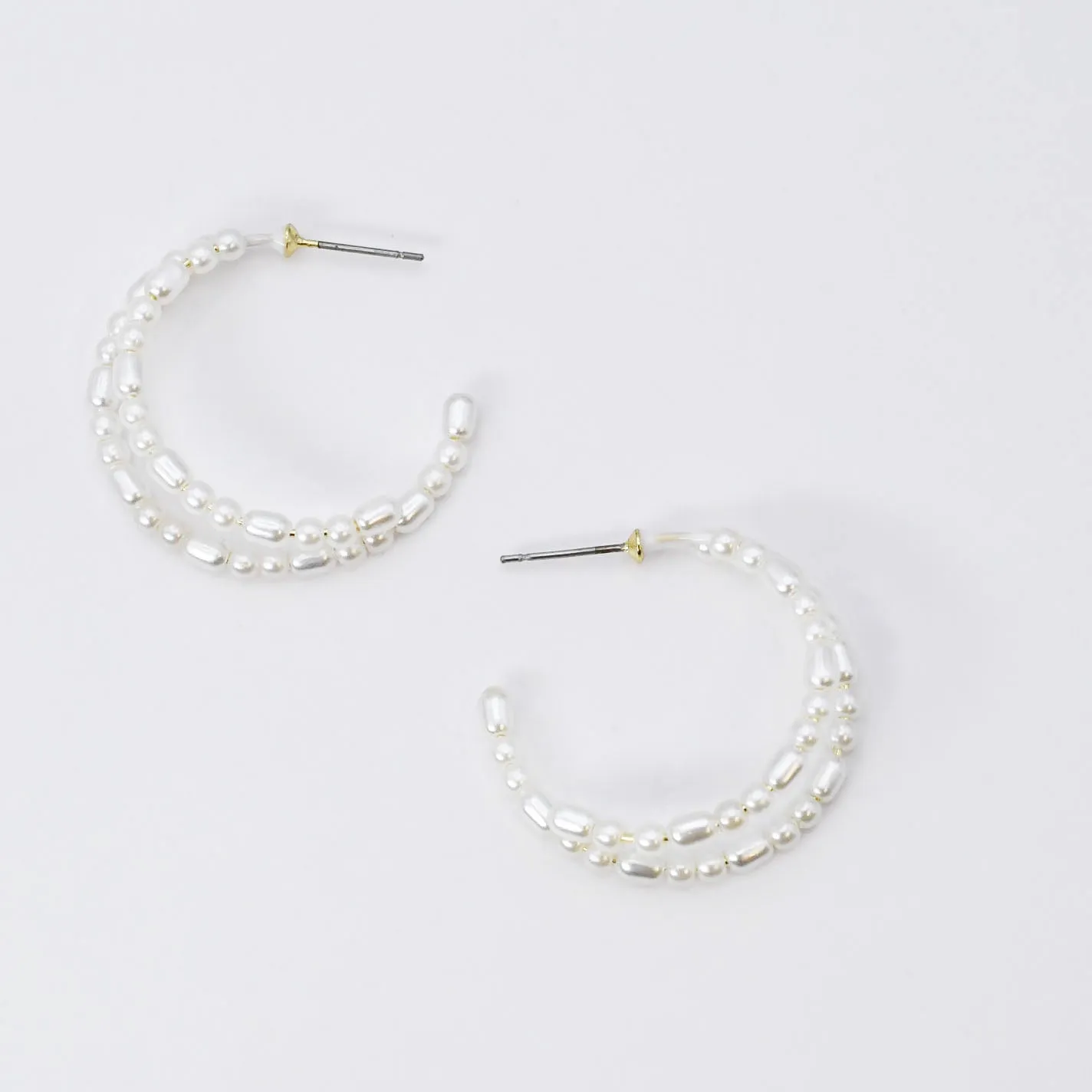 Double Halo Pearls Hoop J15