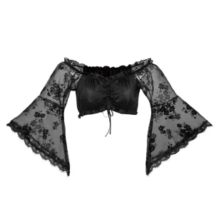 'Draculina' Black Alt Lace Crop Top Size S-6XL